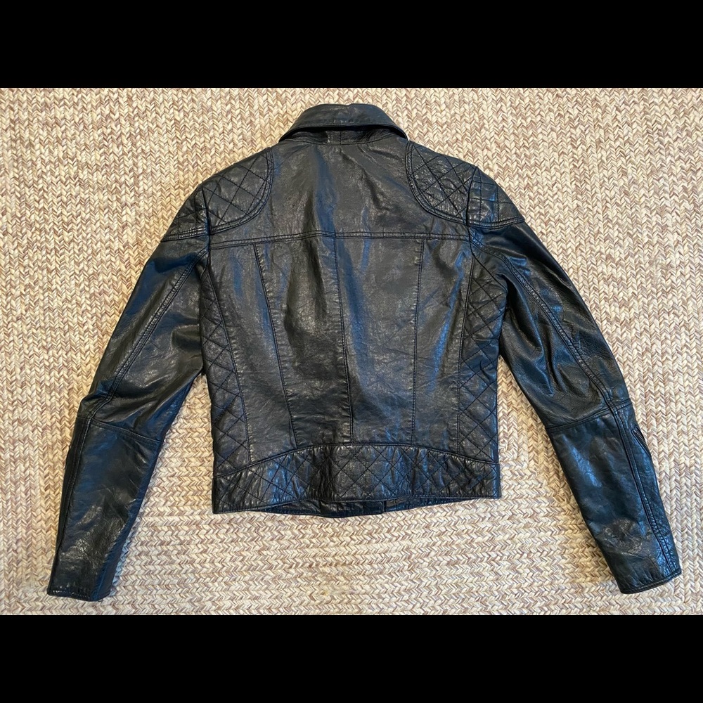 ASOS black leather biker jacket, UK 10/US 6 - Picture 2 of 3